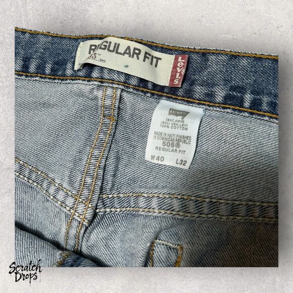 Levi's 505 Regular Fit Men Jeans W40 x L32 Classic Blue Denim Pants Comfortable - Picture 3 of 4